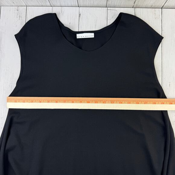 Bryn Walker Black Asymmetric Tank Tunic Top Cap Sleeves Stretch USA Size Large - Picture 11 of 13